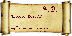 Milosev Dezső névjegykártya